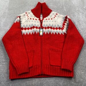 Alpine Design Mens XL Full Zip Cardigan Sweater Red Wool Blend Mountain Peak New